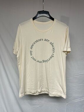 Cream Graphic Tee with Circular Text